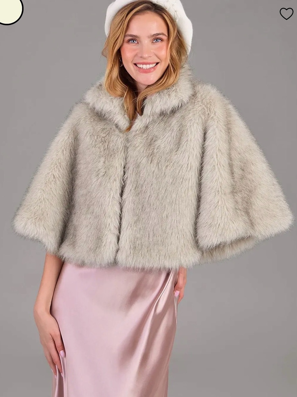 SAACHI Faux Fur Upturned Collar Capelet